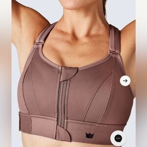 SHEFIT High Support Front-Zip Sports Bra in Mauve Brown